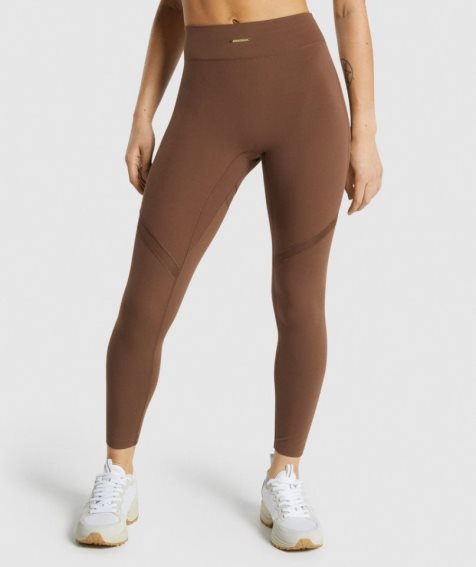 Legginsy Gymshark Whitney Mesh Damskie Brązowe | PL 502EJD